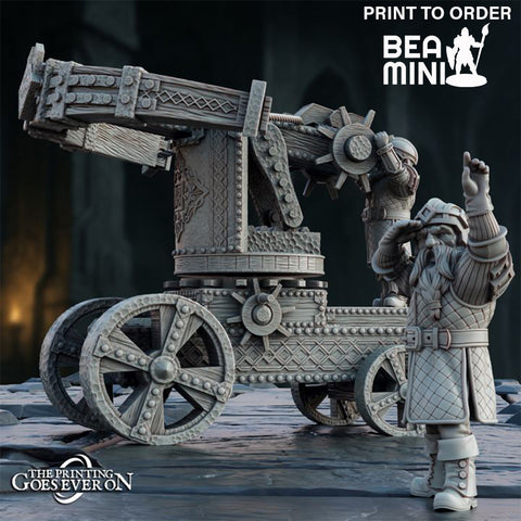 Dwarven Ballista with siege crew | BeaMini Print to Order Miniature