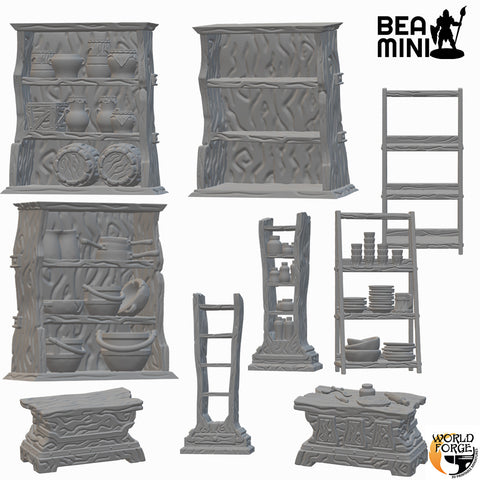 Kitchen Shelves | BeaMini Unpainted RPG Miniatures