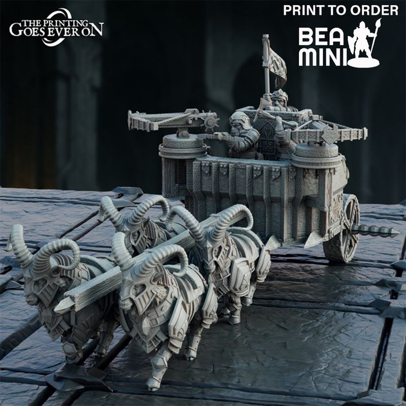 Dwarven War Chariot | BeaMini Print to Order Miniature