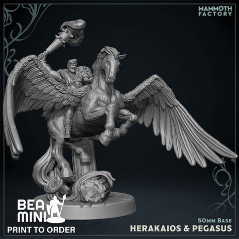 Herakaios on Pegasus | BeaMini Print to Order Miniatures