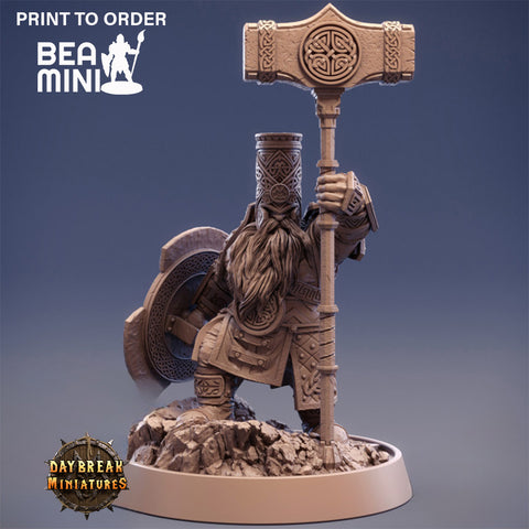 Ernil Thumper - Dwarven Cleric | BeaMini Print to Order Miniatures