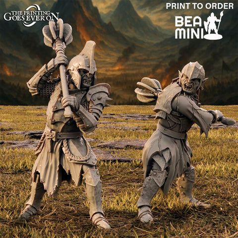 Orc Fighters with Maces (2 models) | BeaMini Print to Order Miniature