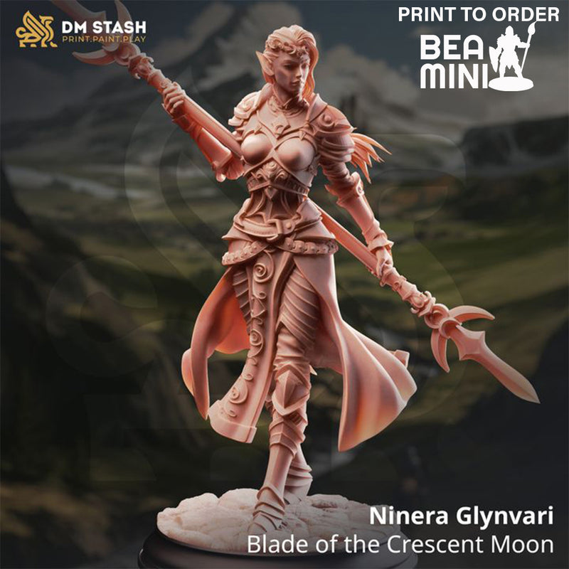 Ninera, Elf Fighter | BeaMini Print to Order Miniatures