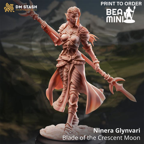 Ninera, Elf Fighter | BeaMini Print to Order Miniatures