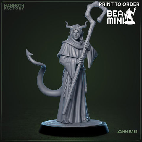 Tiefling Cleric (Male) | BeaMini Print to Order Miniatures