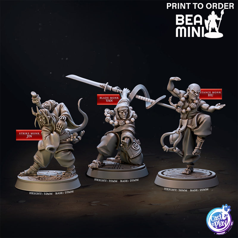 Shaolin Monks | BeaMini Print to Order Miniatures