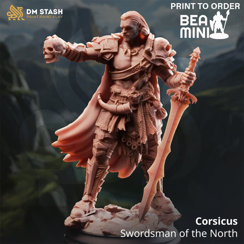 Corsicus, Human Fighter  | BeaMini Print to Order Miniatures