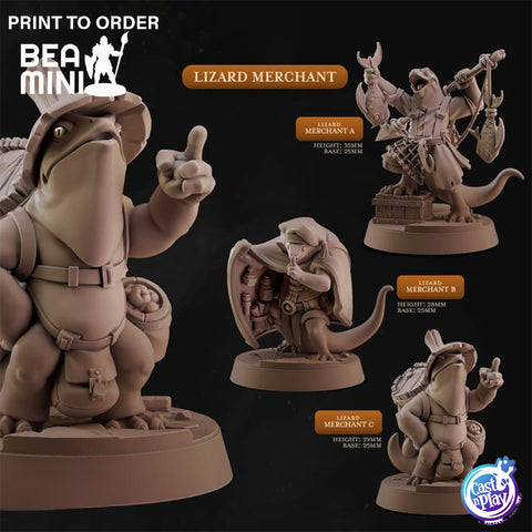 Lizardfolk Merchants | BeaMini Print to Order Miniatures
