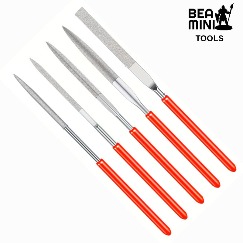 Bea Mini Tools: Diamond Needle File Set (5 Files) (Red Handle)