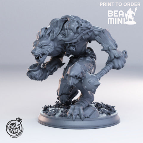 Gnoll Leader with Mace | BeaMini Print to Order Miniatures