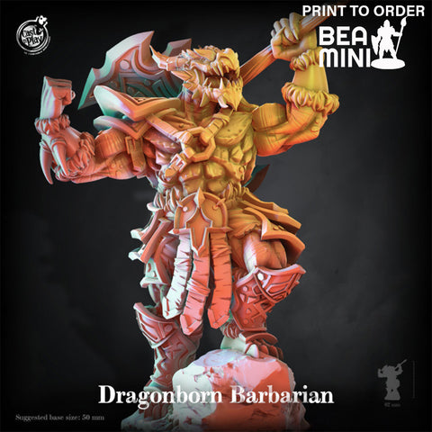 Dragonborn Barbarian | BeaMini Print to Order Miniatures