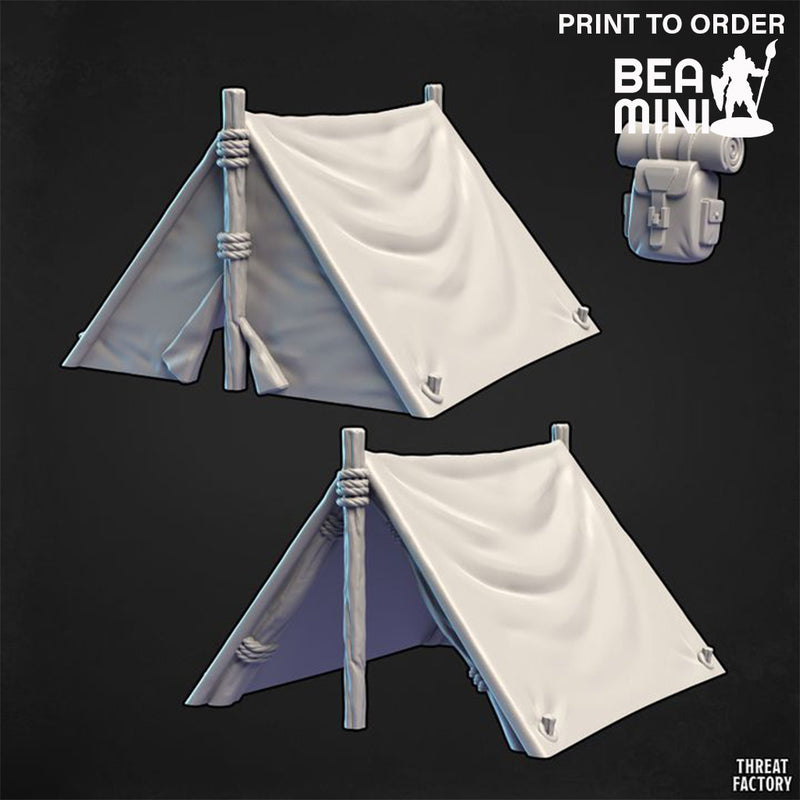 Two Camping Tents + Bag | BeaMini Print to Order Miniatures