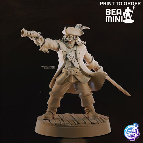 Pirate Captain | BeaMini Print to Order Miniatures