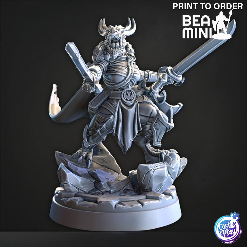 Gruff Ho Megas Dragonborn Fighter | BeaMini Print to Order Miniatures