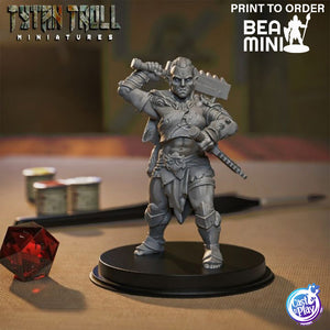 Orc Female Barbarian 02 | BeaMini Print to Order Miniatures