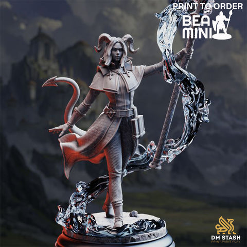 Tiefling Cleric Aria the Faithful | BeaMini Print to Order Miniatures
