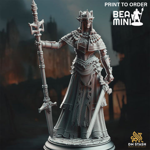 Elf War  Cleric - Evana the Proselytizer | BeaMini Print to Order Miniatures