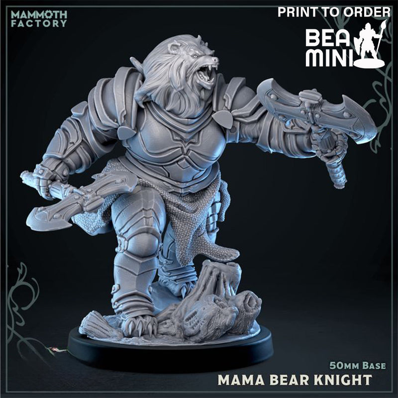 Mama Bear Knight | BeaMini Print to Order Miniatures