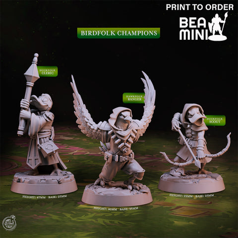 Birdfolk Champions | BeaMini Print to Order Miniatures