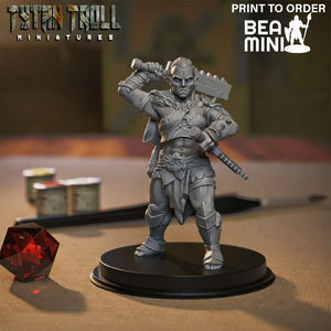 Orc Female Barbarian 02 | BeaMini Print to Order Miniatures