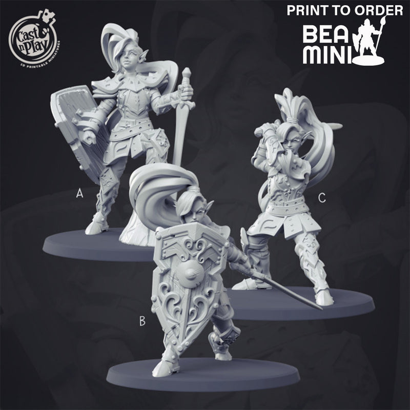 Elf Female Paladin | BeaMini Print to Order Miniatures