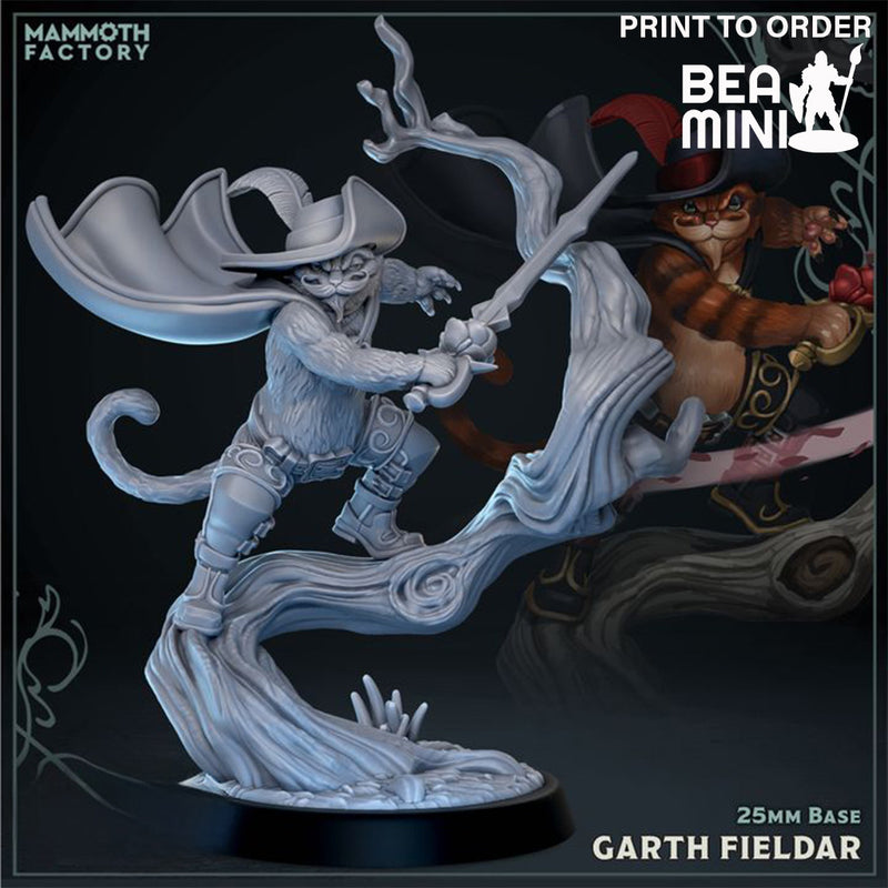 Garth Fieldar Tabaxi Swashbuckler | BeaMini Print to Order Miniatures