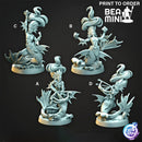 Merfolk Coral Snipers | BeaMini Print to Order Miniatures