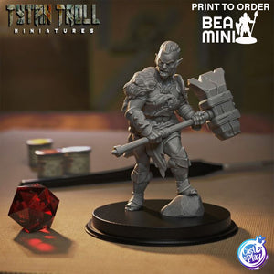 Orc Female Barbarian 01 | BeaMini Print to Order Miniatures