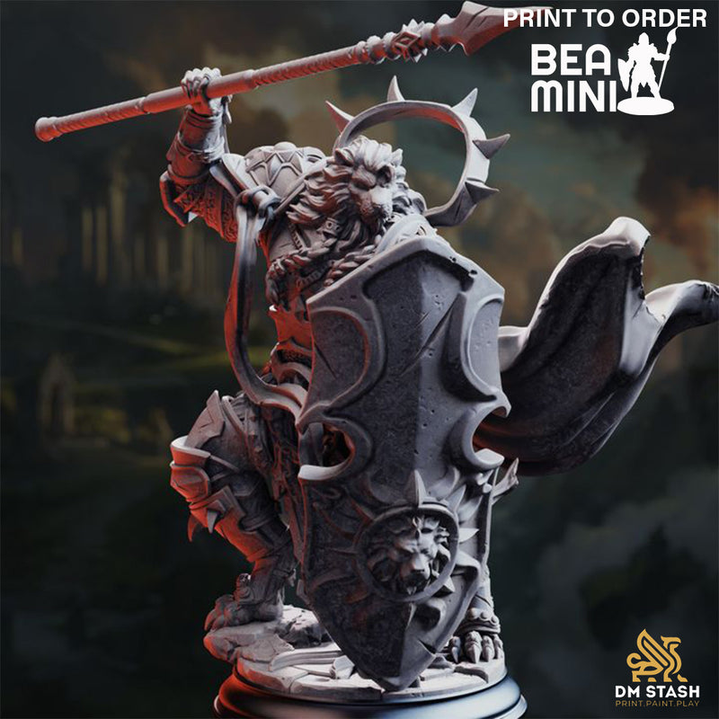 Leonin Paladin - Kigari Solheart | BeaMini Print to Order Miniatures