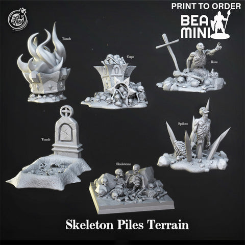 Skeleton Piles Terrain | BeaMini Print to Order Miniatures