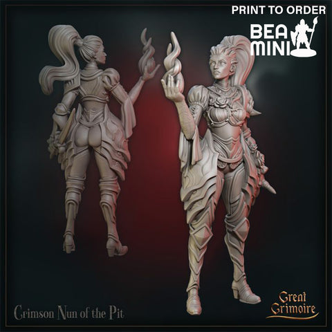 Crimson Nun of the Pit | BeaMini Print to Order Miniatures