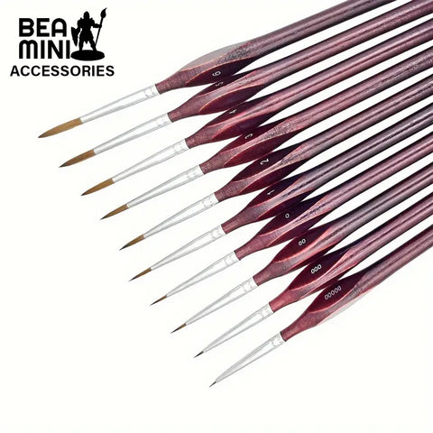 Bea Mini Tools: 11pcs Precision Detail Paint Brush Set (Red)
