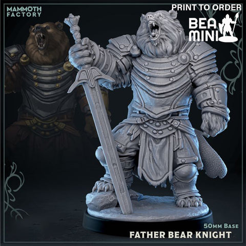 Father Bear Knight | BeaMini Print to Order Miniatures