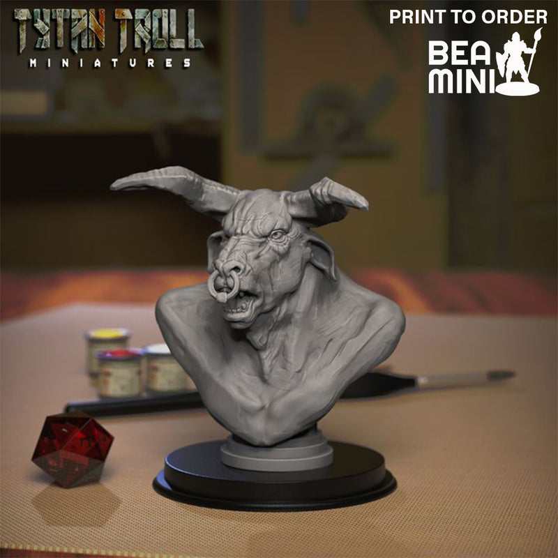 Minotaur Bust | BeaMini Print to Order Miniatures