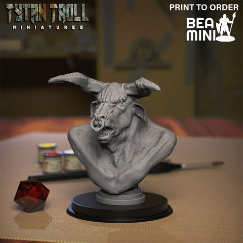 Minotaur Bust | BeaMini Print to Order Miniatures