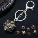 Nature's Locket Dice Keychain with 7 Piece Mini Metal Polyhedral Dice Set
