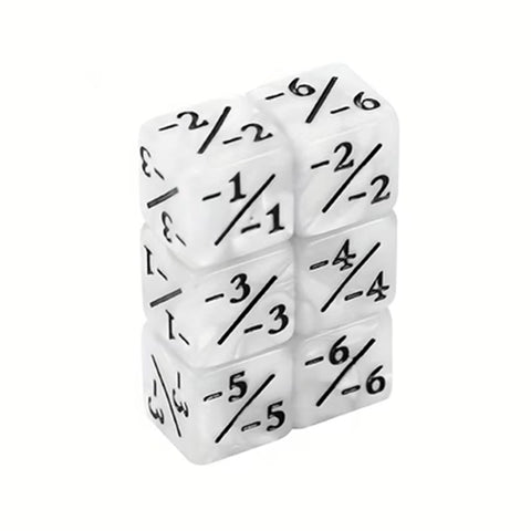 MTG Negative Counter Dice (pack of 10) - Pearl/Black