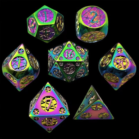 Orichalcum - 7 Piece Metal Polyhedral Dice Set & Dice Case