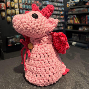 Handmade Crochet Dice Dragon - Light Pink