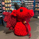Handmade Crochet Dice Dragon - Bright Red and Black