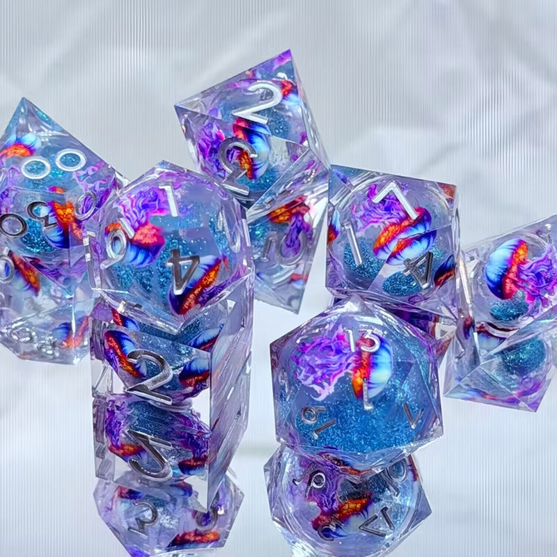 Sea Nettle - Liquid Core Handcrafted Dice Set