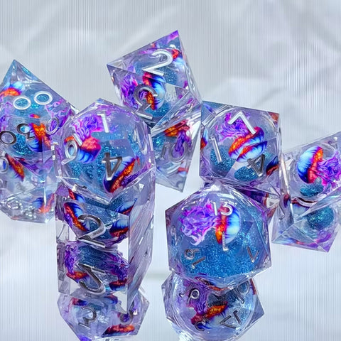 Sea Nettle - Liquid Core Handcrafted Dice Set