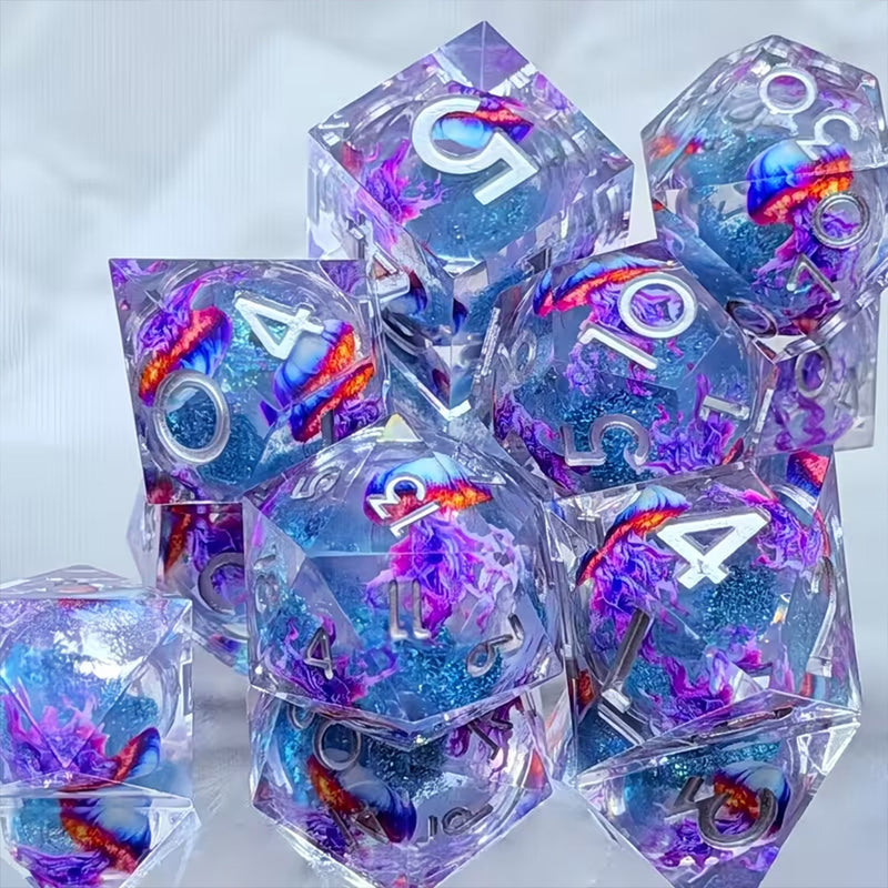 Sea Nettle - Liquid Core Handcrafted Dice Set