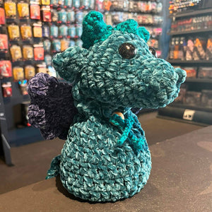 Handmade Crochet Dice Dragon - Turquoise and Purple