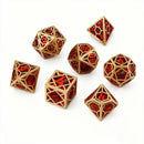 Vermillion Might - 7 Piece Hollow Metal Polyhedral Dice Set & Dice Case