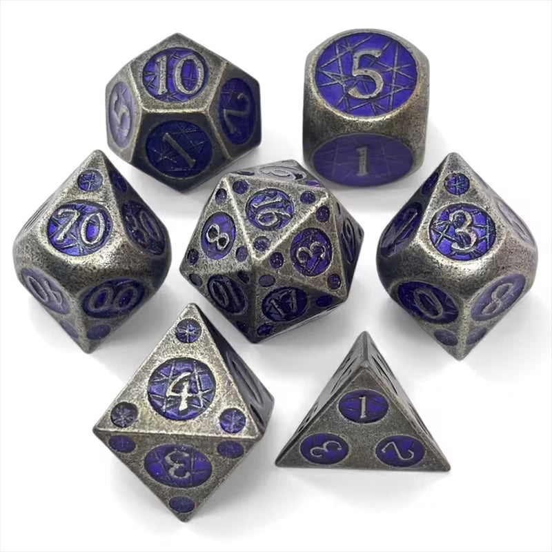 Warforged Core - 7 Piece Metal Polyhedral Dice Set & Dice Case
