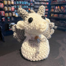 Handmade Crochet Dice Dragon - White and Grey