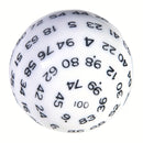 D100 (One Hundred Sided Dice) - White/Black