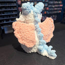 Handmade Crochet Dice Dragon - White, Pink, Blue