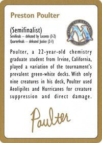 1996 Preston Poulter Biography Card [World Championship Decks] - Bea DnD Games